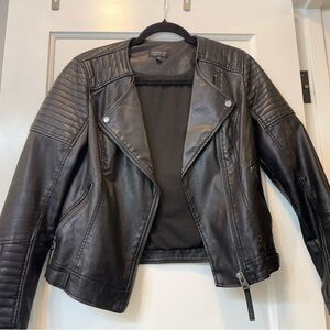 Topshop Quilted Black Leather Jacket